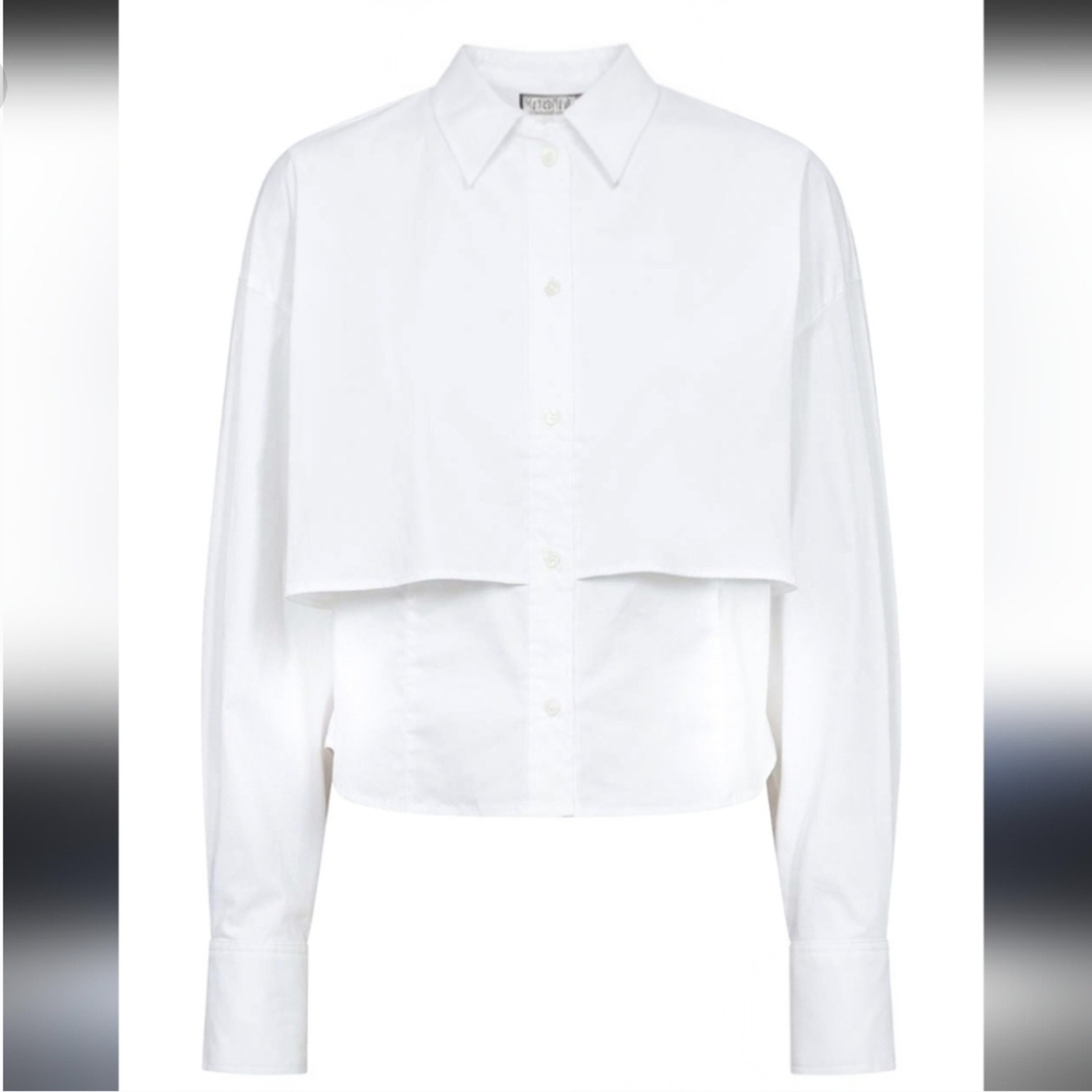 White Button Up Straight Lapel Shirt